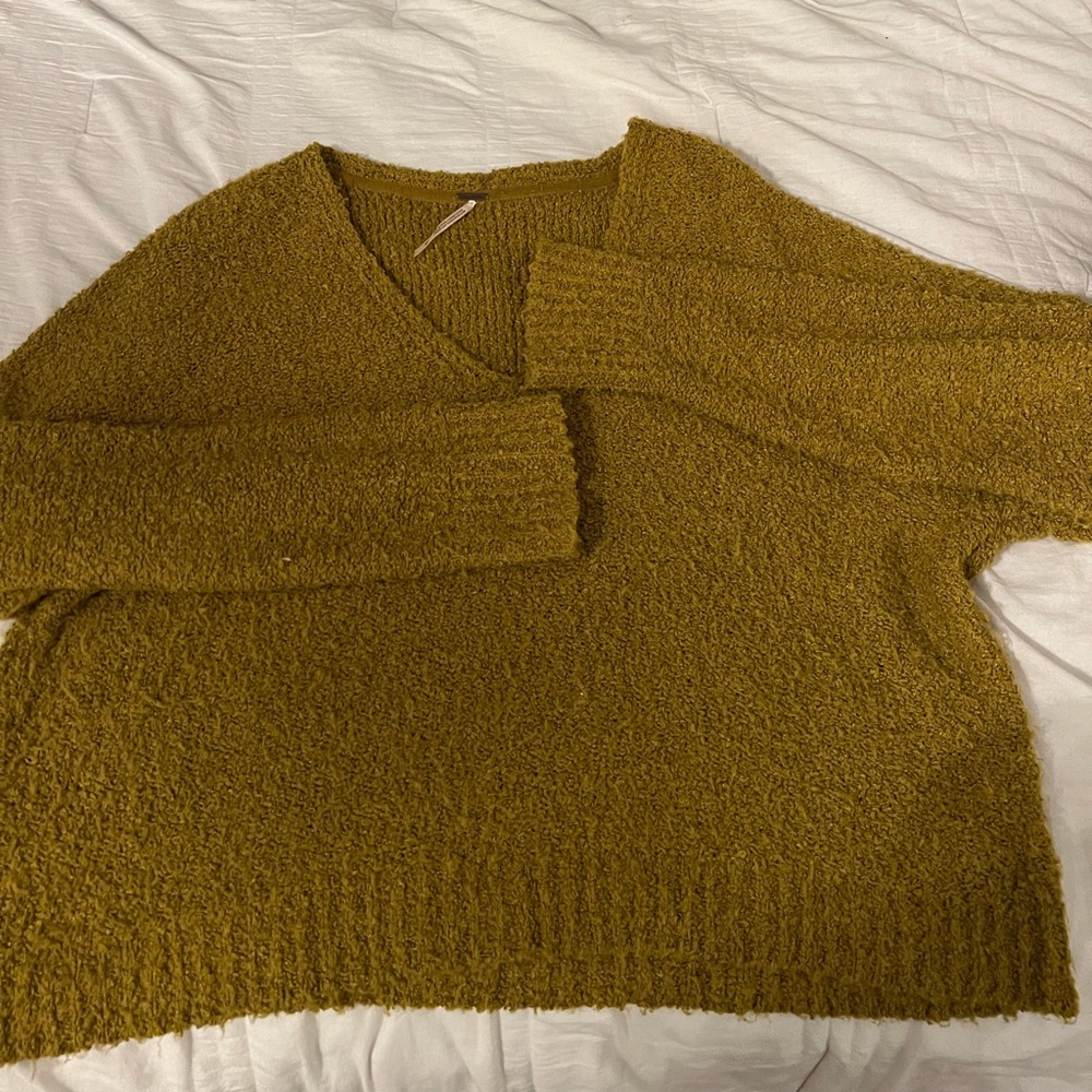 Free People mustard vneck sweater
